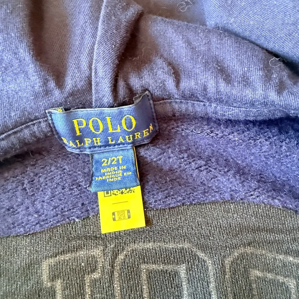Polo by Ralph Lauren Kids' Zip-up Hoodie in Navy with Red and Yellow Sleeves